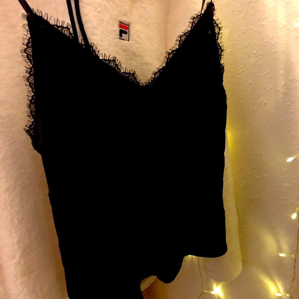 F21 silky lace trimmed top